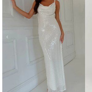 Marise Sequin Gown - White